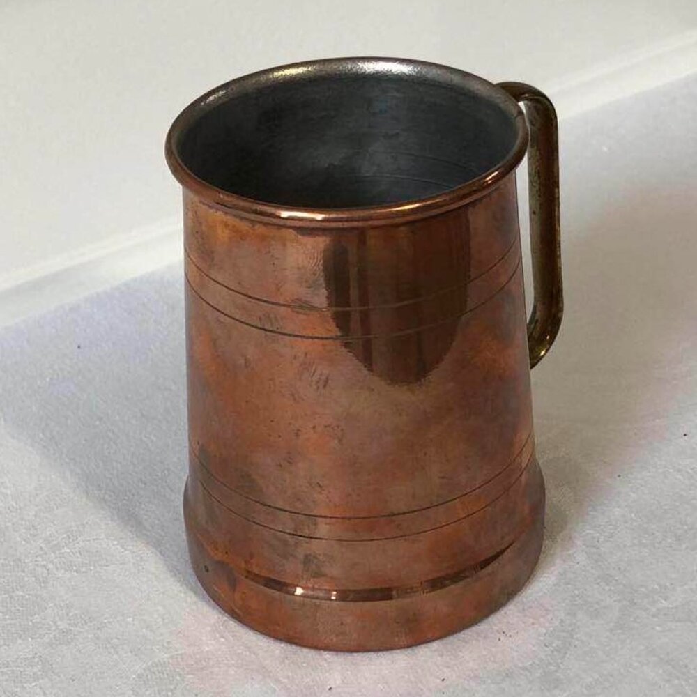 Copper tankard with brass handle - Picture 5 of 11